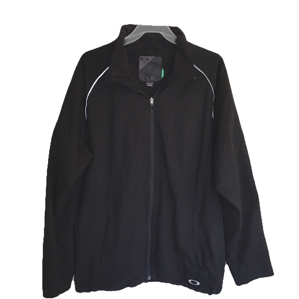 Oakley Mens Sz Lg Black Softshell Full Zip Up Jacket with Fleece Liner.